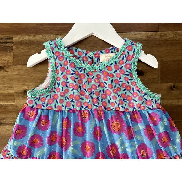 Kate Spade New York Floral Chiffon Trapeze Sleeveless Dress Pink Green Blue 4 - Picture 3 of 9
